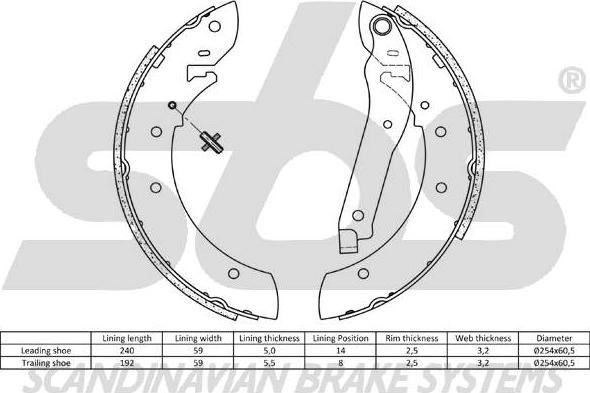 SBS 18492737390 - Комплект гальм, барабанний механізм avtolavka.club