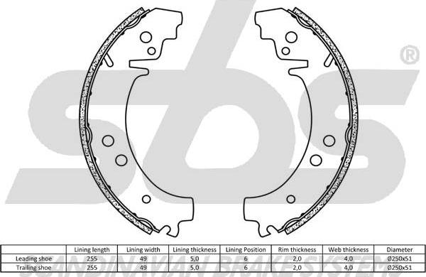 SBS 18492723276 - Комплект гальм, барабанний механізм avtolavka.club