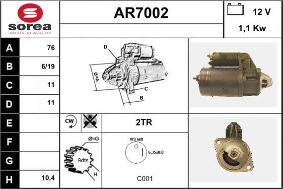 Sera AR7002 - Стартер avtolavka.club