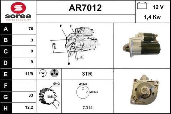 Sera AR7012 - Стартер avtolavka.club