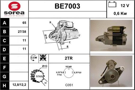 Sera BE7003 - Стартер avtolavka.club