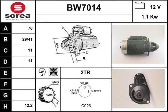 Sera BW7014 - Стартер avtolavka.club