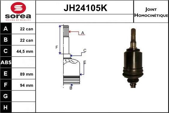 Sera JH24105K - Шарнірний комплект, ШРУС, приводний вал avtolavka.club