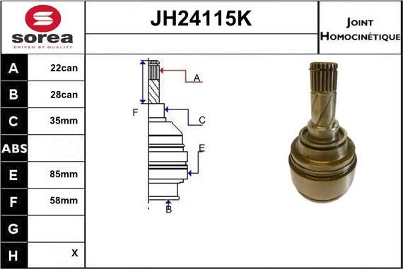 Sera JH24115K - Шарнірний комплект, ШРУС, приводний вал avtolavka.club