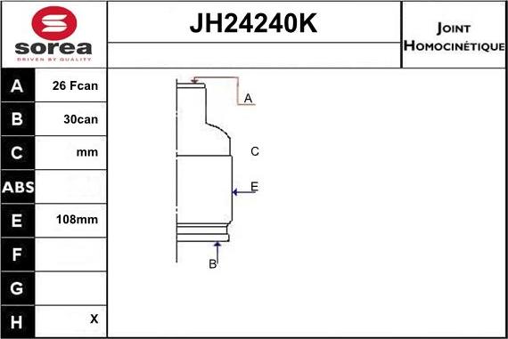 Sera JH24240K - Шарнірний комплект, ШРУС, приводний вал avtolavka.club