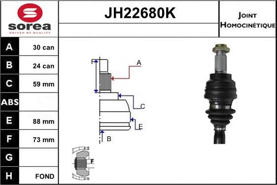 Sera JH22680K - Шарнірний комплект, ШРУС, приводний вал avtolavka.club