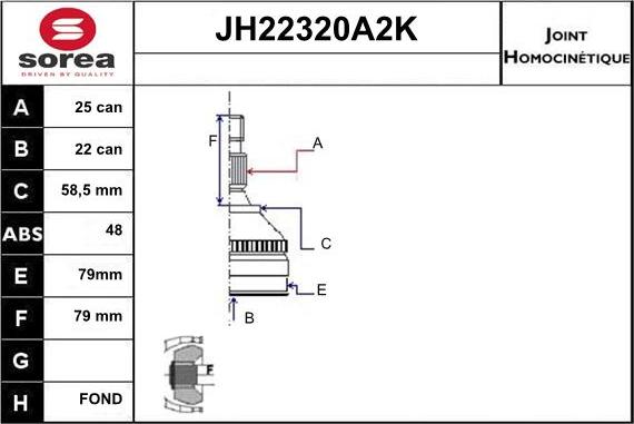 Sera JH22320A2K - Шарнірний комплект, ШРУС, приводний вал avtolavka.club