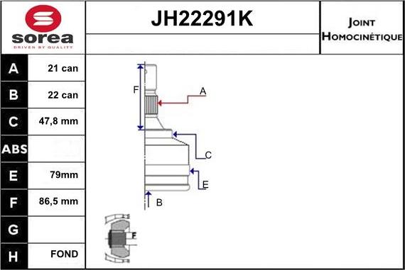 Sera JH22291K - Шарнірний комплект, ШРУС, приводний вал avtolavka.club