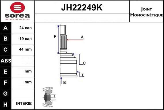 Sera JH22249K - Шарнірний комплект, ШРУС, приводний вал avtolavka.club