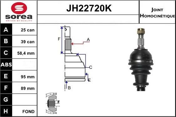 Sera JH22720K - Шарнірний комплект, ШРУС, приводний вал avtolavka.club