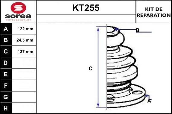 Sera KT255 - Пильник, приводний вал avtolavka.club