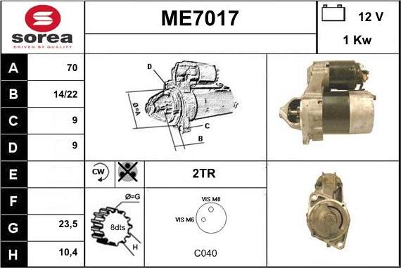 Sera ME7017 - Стартер avtolavka.club