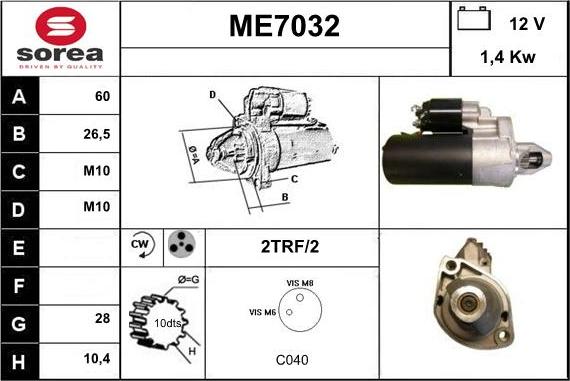 Sera ME7032 - Стартер avtolavka.club