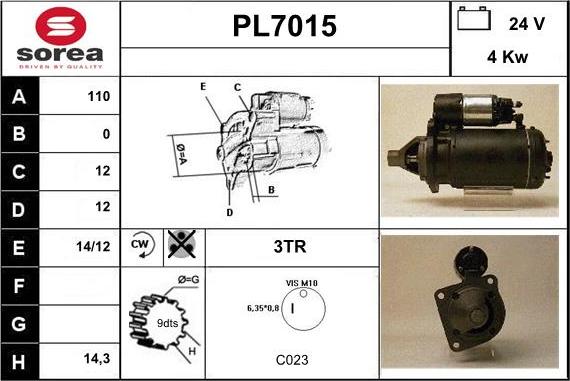 Sera PL7015 - Стартер avtolavka.club