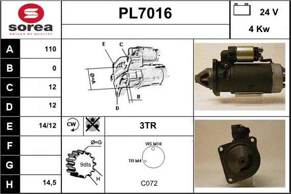 Sera PL7016 - Стартер avtolavka.club