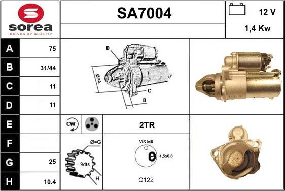 Sera SA7004 - Стартер avtolavka.club