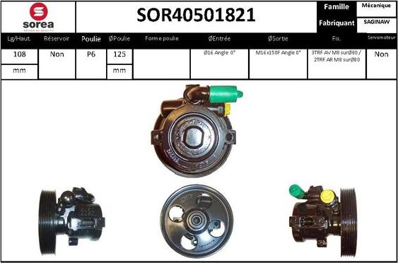 Sera SOR40501821 - Гідравлічний насос, рульове управління, ГУР avtolavka.club