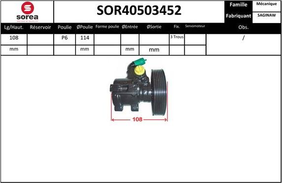 Sera SOR40503452 - Гідравлічний насос, рульове управління, ГУР avtolavka.club