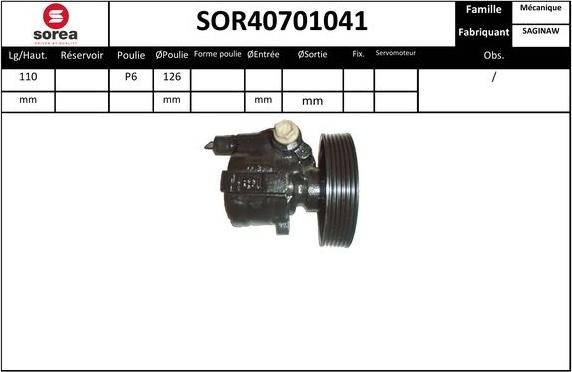 Sera SOR40701041 - Гідравлічний насос, рульове управління, ГУР avtolavka.club