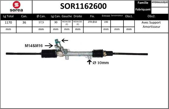 Sera SOR1162600 - Рульовий механізм, рейка avtolavka.club