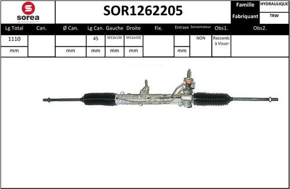 Sera SOR1262205 - Рульовий механізм, рейка avtolavka.club