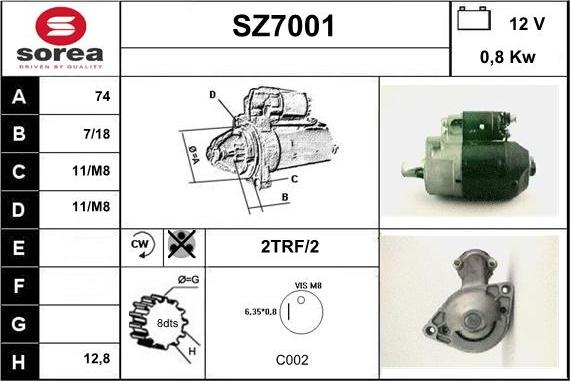 Sera SZ7001 - Стартер avtolavka.club