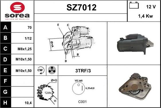 Sera SZ7012 - Стартер avtolavka.club