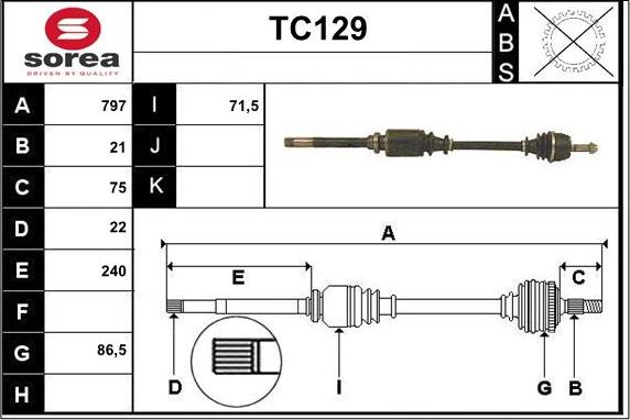 Sera TC129 - Приводний вал avtolavka.club