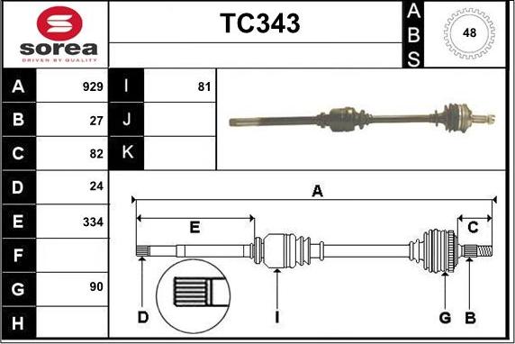 Sera TC343 - Приводний вал avtolavka.club