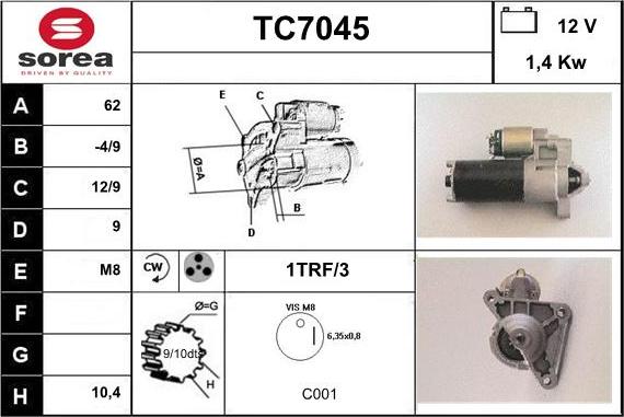 Sera TC7045 - Стартер avtolavka.club