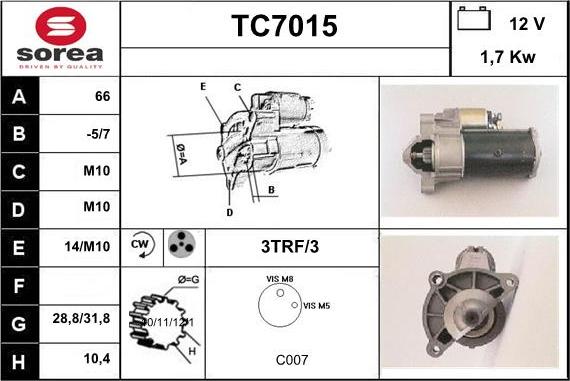 Sera TC7015 - Стартер avtolavka.club