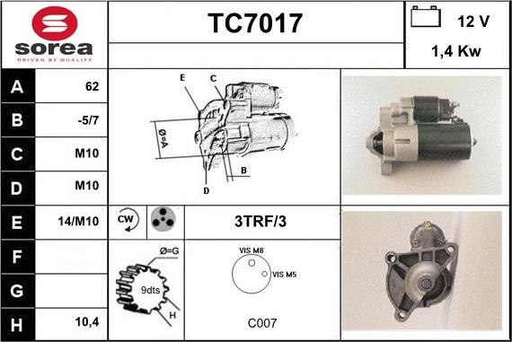 Sera TC7017 - Стартер avtolavka.club