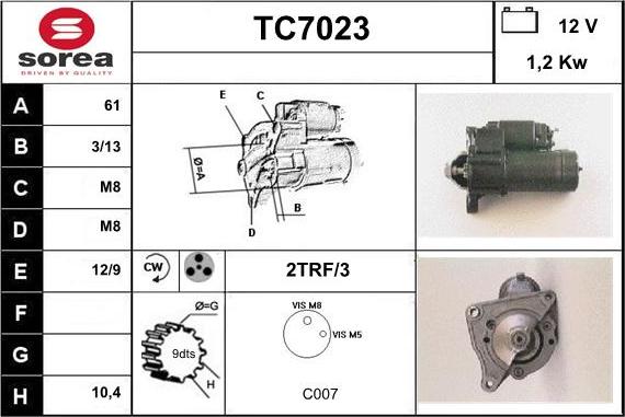 Sera TC7023 - Стартер avtolavka.club