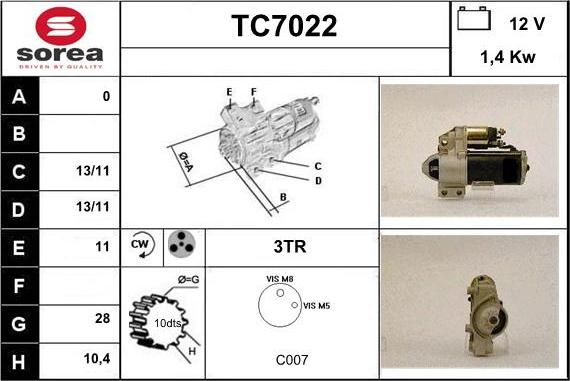 Sera TC7022 - Стартер avtolavka.club