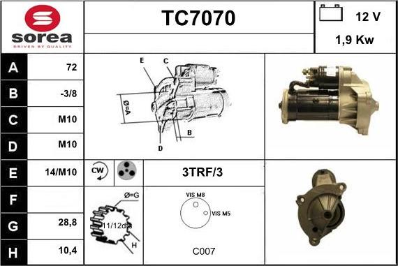 Sera TC7070 - Стартер avtolavka.club