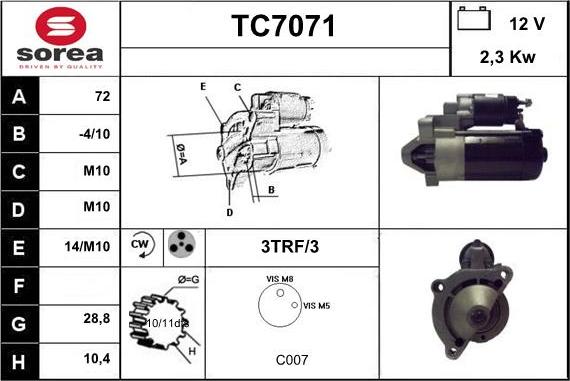 Sera TC7071 - Стартер avtolavka.club