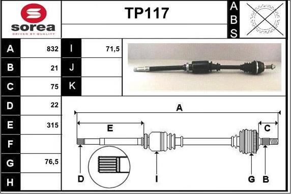 Sera TP117 - Приводний вал avtolavka.club