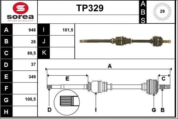 Sera TP329 - Приводний вал avtolavka.club