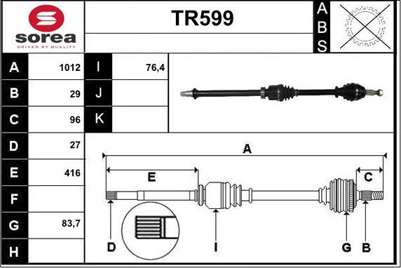 Sera TR599 - Приводний вал avtolavka.club