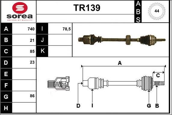 Sera TR139 - Приводний вал avtolavka.club