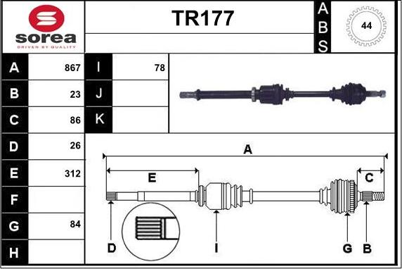 Sera TR177 - Приводний вал avtolavka.club