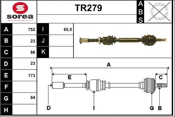 Sera TR279 - Приводний вал avtolavka.club