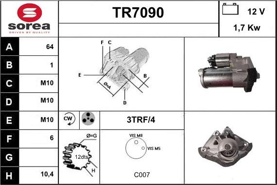 Sera TR7090 - Стартер avtolavka.club