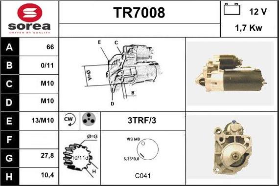 Sera TR7008 - Стартер avtolavka.club