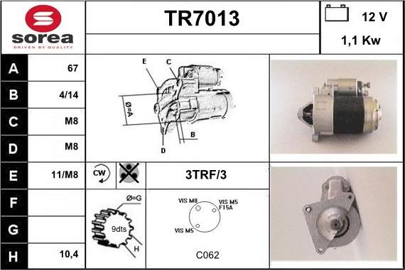 Sera TR7013 - Стартер avtolavka.club