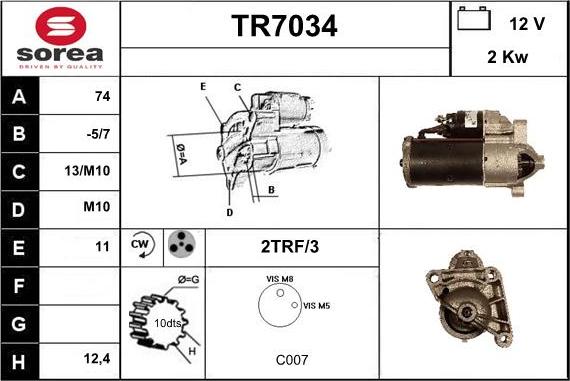 Sera TR7034 - Стартер avtolavka.club