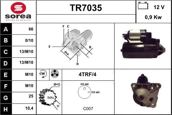 Sera TR7035 - Стартер avtolavka.club