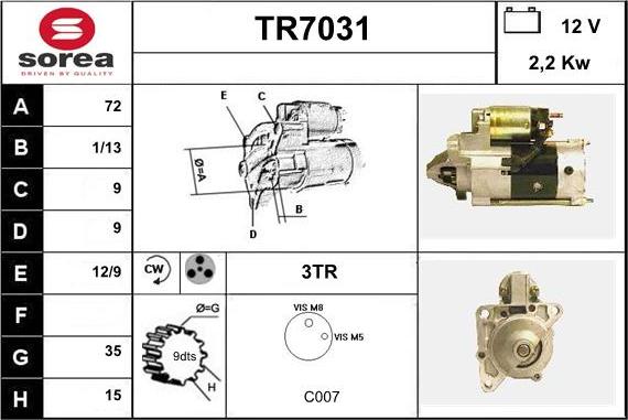 Sera TR7031 - Стартер avtolavka.club