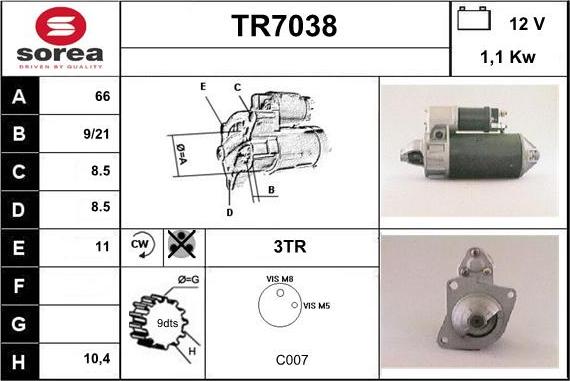 Sera TR7038 - Стартер avtolavka.club