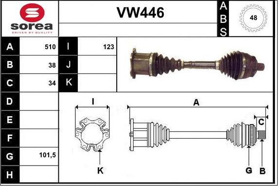 Sera VW446 - Напівосьові вал, диференціал avtolavka.club